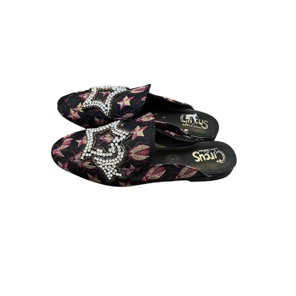 Circus by Sam Edelman Pelham Mule Loafers Womens 8.5 Black Rhinestone Beetle - Picture 2 of 6